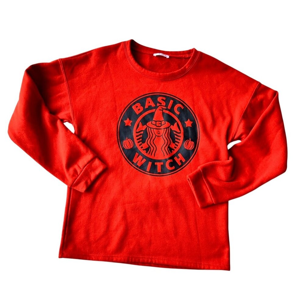 Sheshow Basic Witch Sweatshirt Medium Orange Hall… - image 1